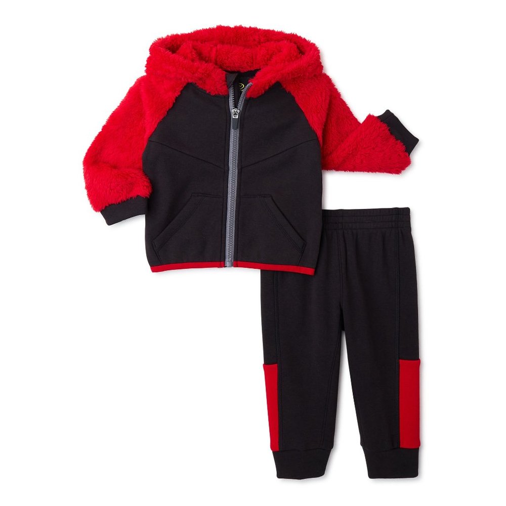 Athletic Works Baby Boys’ Faux Sherpa Hoodie and Pants Set 2-Piece Size 12 Month